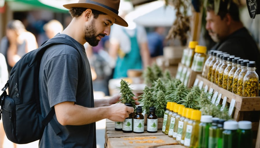 Image of a person buying CBD products in a local market to support the community