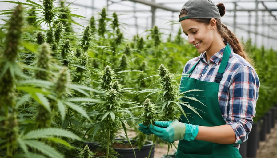 Indigenous community members processing hemp plants using traditional and modern sustainable methods