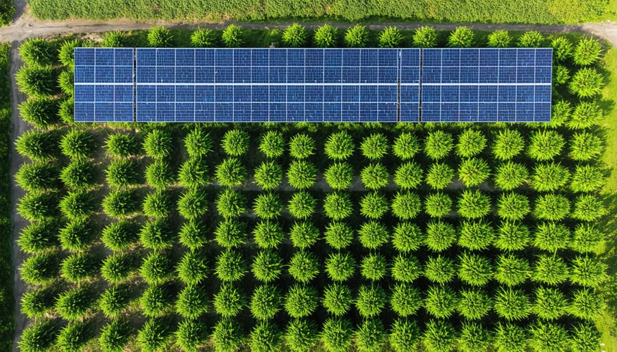 Sustainable hemp farm showcasing eco-friendly farming practices and renewable energy integration